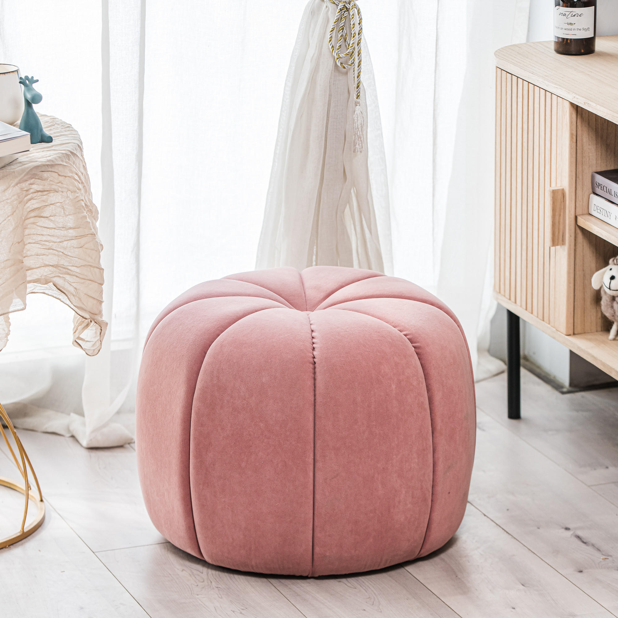 POUF Samt Rosa - Rosa, Textil (50/38/50cm) - Nordlys