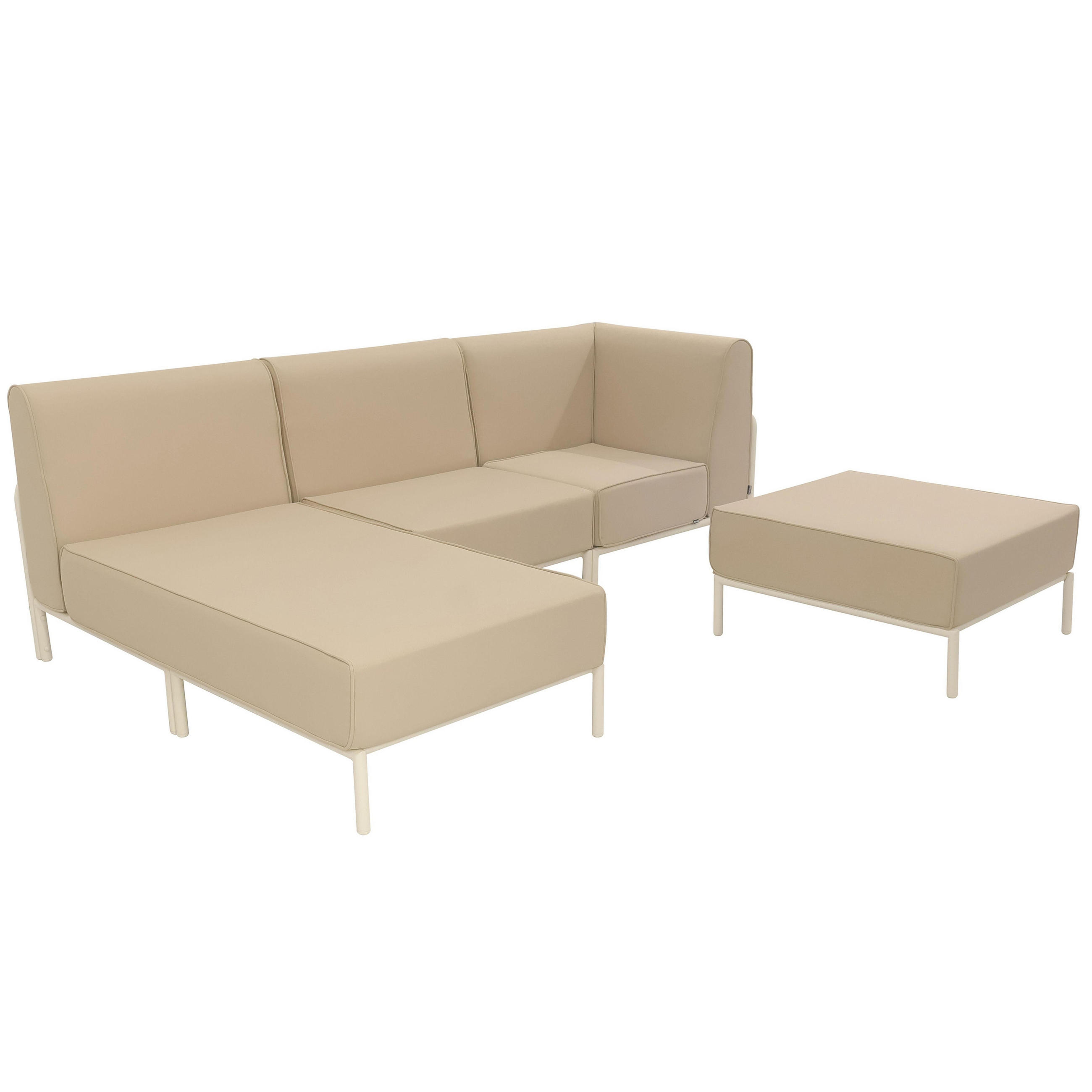 GARTENSOFA mit 4 Sitzplätzen, Beige - Beige, Textil (153/78/272cm) - Oviala