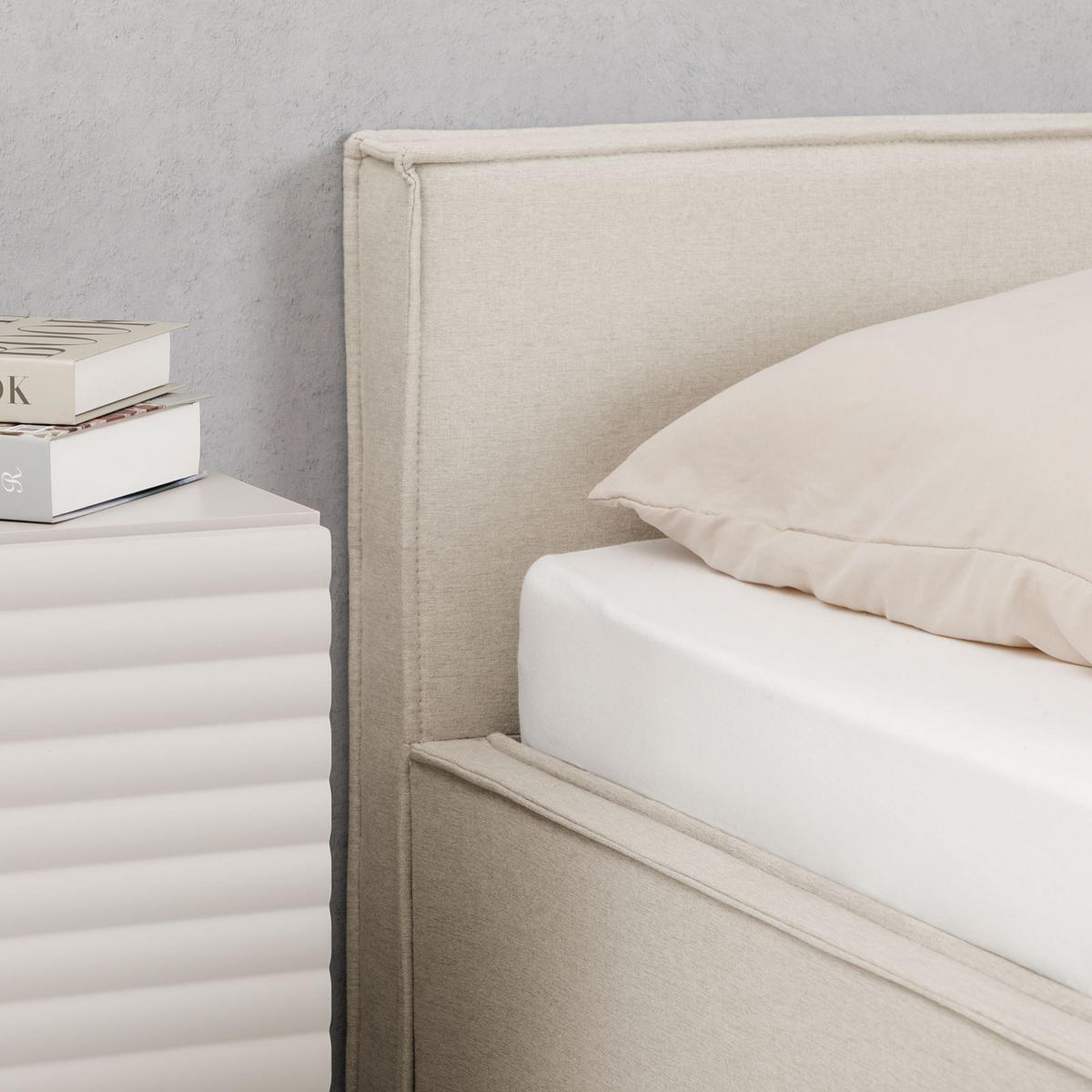 POLSTERBETT PESARO 140X200 CM - Creme, Textil (140/200cm) - IDIMEX