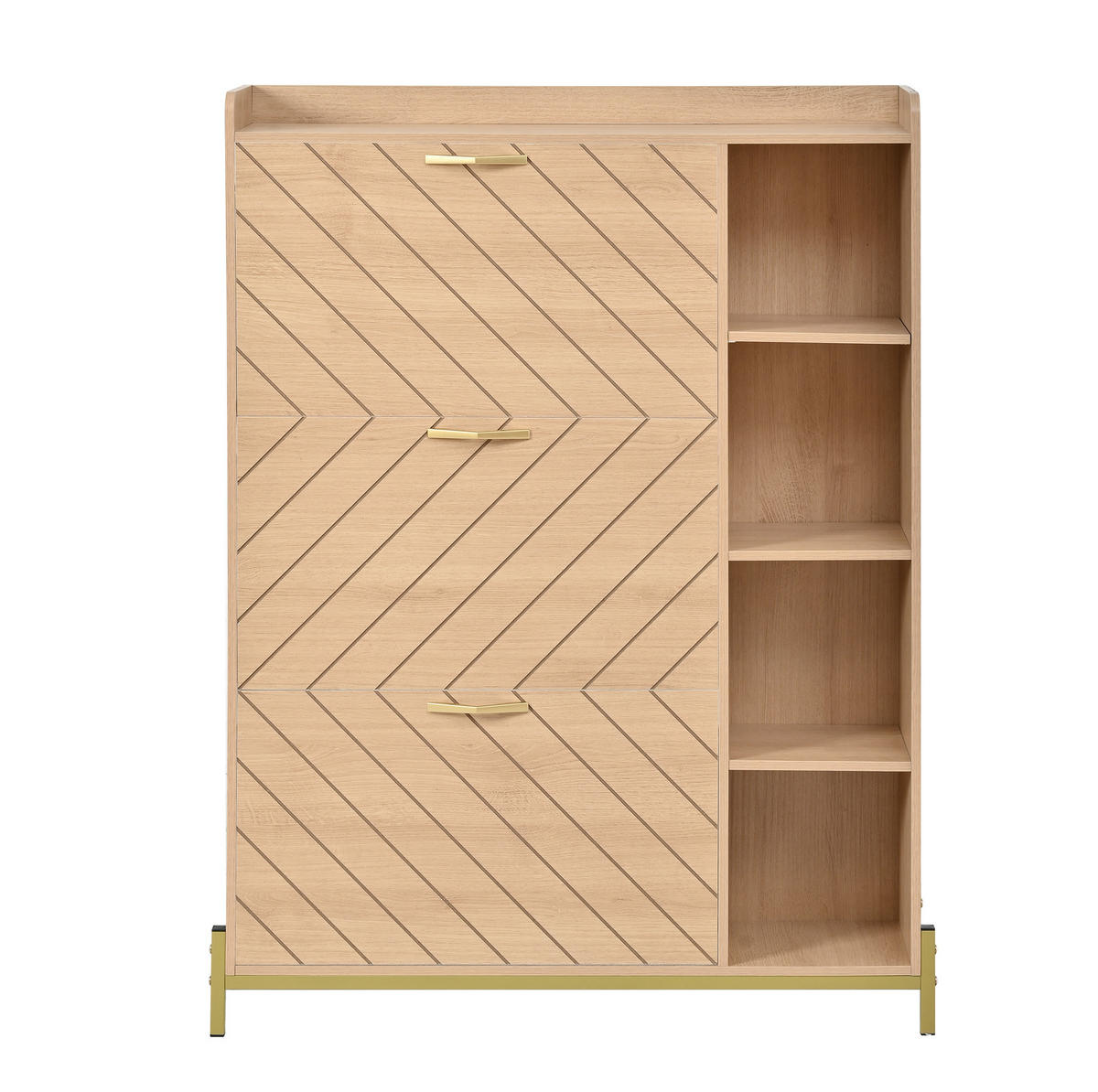 SCHUHSCHRANK mit Klapptüren 90 x 24 x 119 cm MDF Natural - Naturfarben, Holz (24/119/90cm) - Beauniv