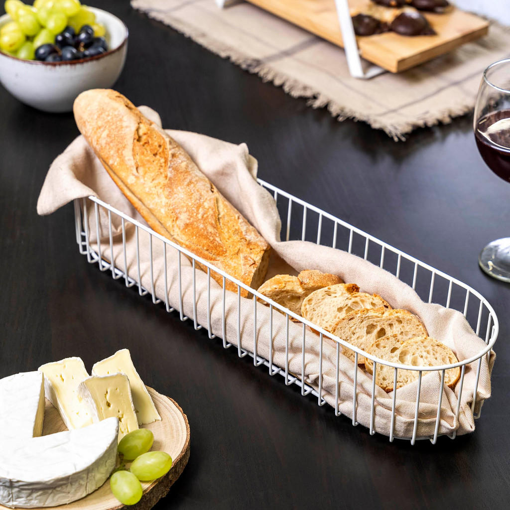 Thumbnail - eluno Brotkorb, Weiß, Metall, 12.5x8.5x42 cm, Küchenzubehör, Brotkästen & -Körbe