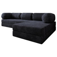 ECKSOFA ETERA modulares Boneless Sofa mit Schlaffunktion Schwarz Cordstoff - Schwarz, Textil (270/160cm) - MASSENO