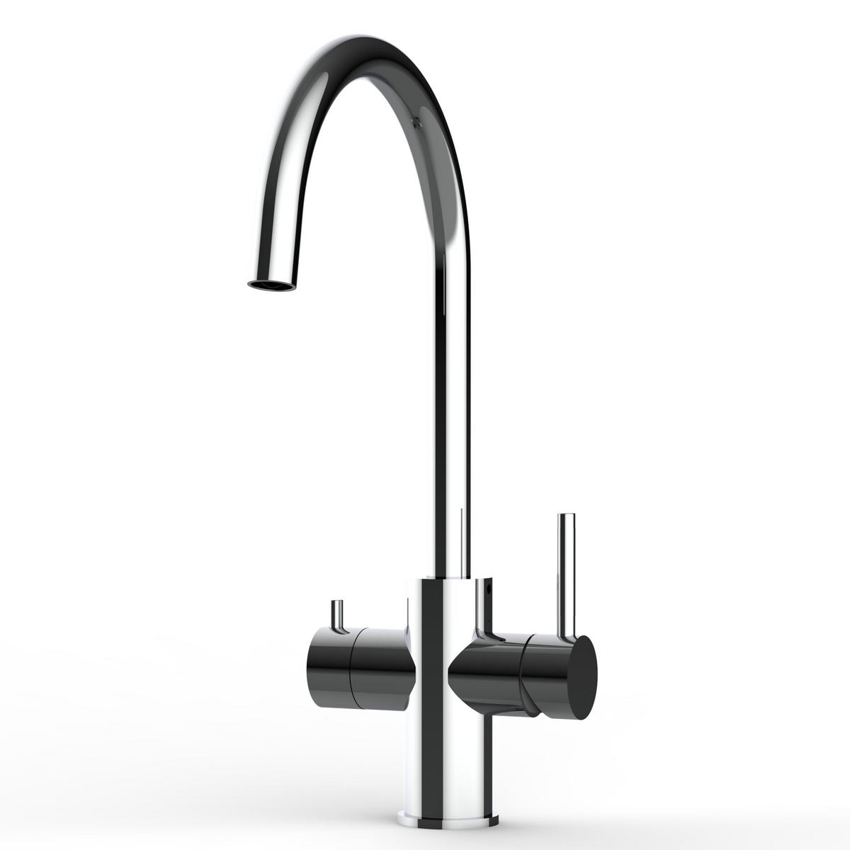 5-WEGE-KÜCHENARMATUR, Edelstahl Massiv aus Chirurgenstahl, Hochglanz, 560° schwenkbar - Edelstahlfarben, Metall (21.4/38.6/21.4cm) - VIZIO