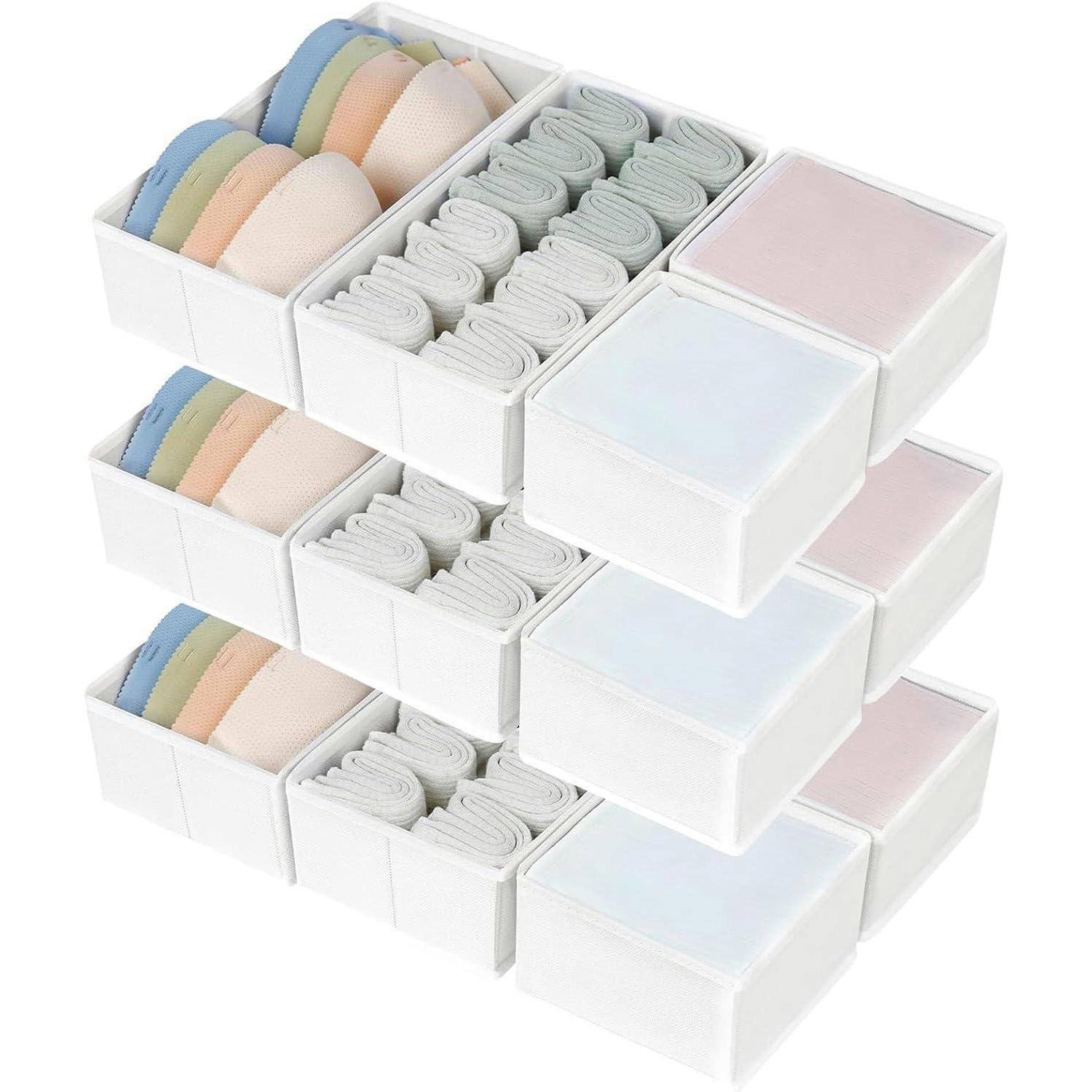 SCHUBLADEN Organizer 12-teiliges Set Weiß - Multicolor, Textil (15/9/30cm)