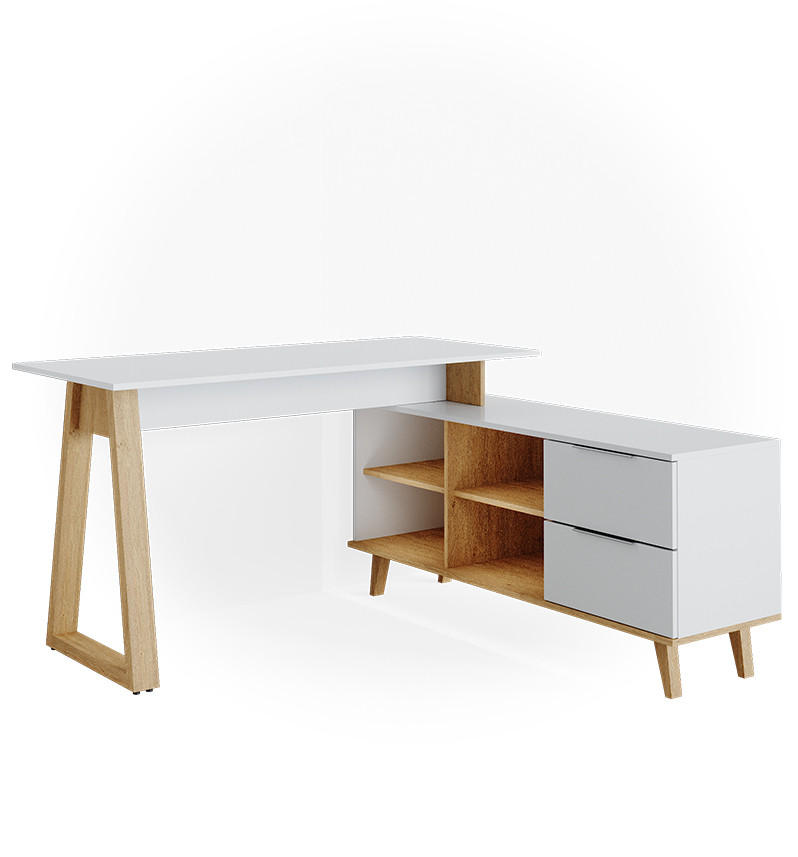 SCHREIBTISCH Nautica Weiß 138 x 60 cm mit Schubladen XXL - Eichefarben/Weiß, Holzwerkstoff (60/138/77cm) - Vicco