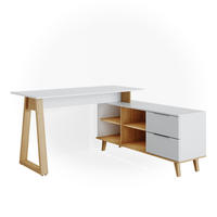SCHREIBTISCH Nautica Weiß 138 x 60 cm mit Schubladen XXL - Eichefarben/Weiß, Holzwerkstoff (60/138/77cm) - Vicco