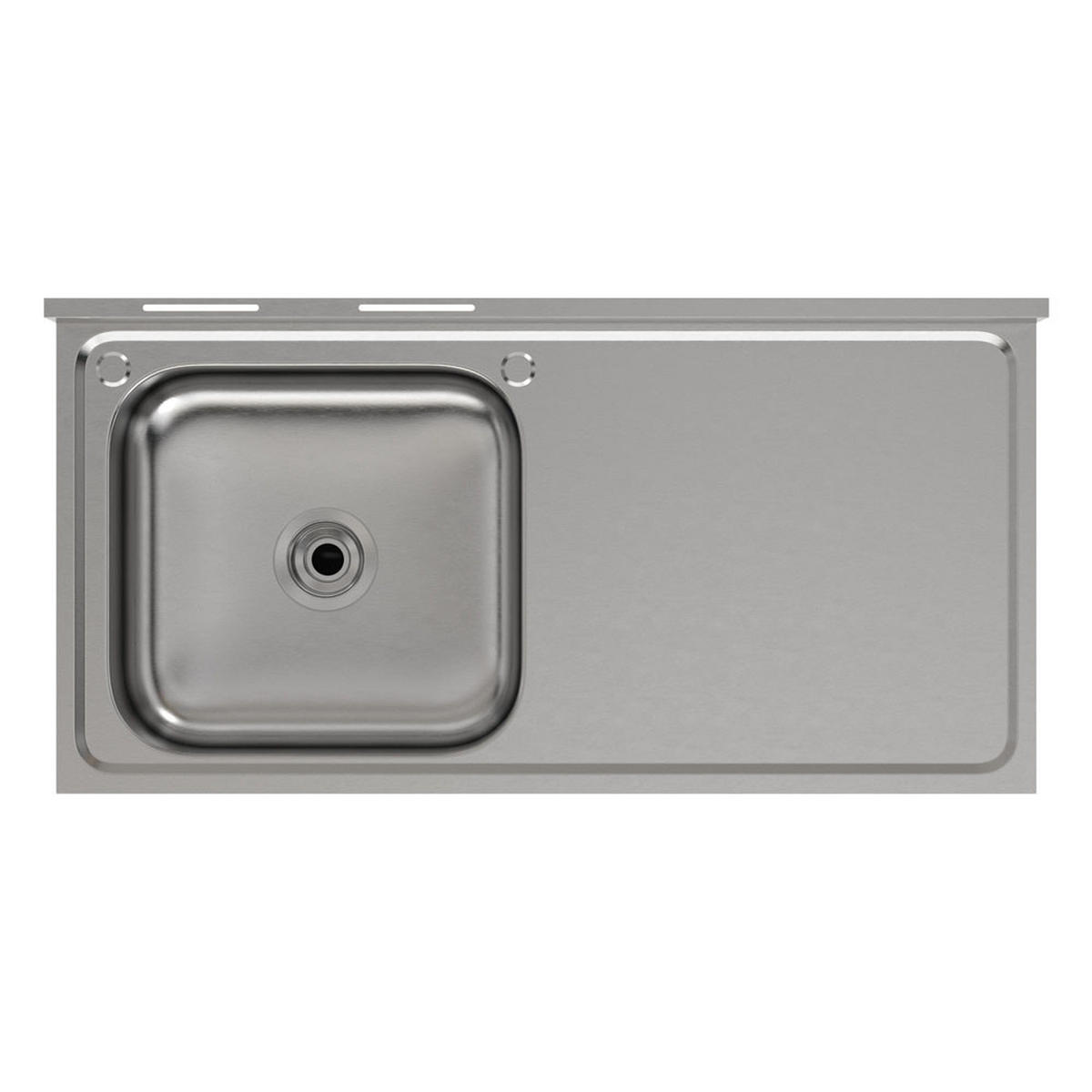 GASTROSPÜLE 100/50/90 cm Edelstahl Abtropffläche rechts - Silberfarben, Metall (100/90/50cm) - Livingandhome