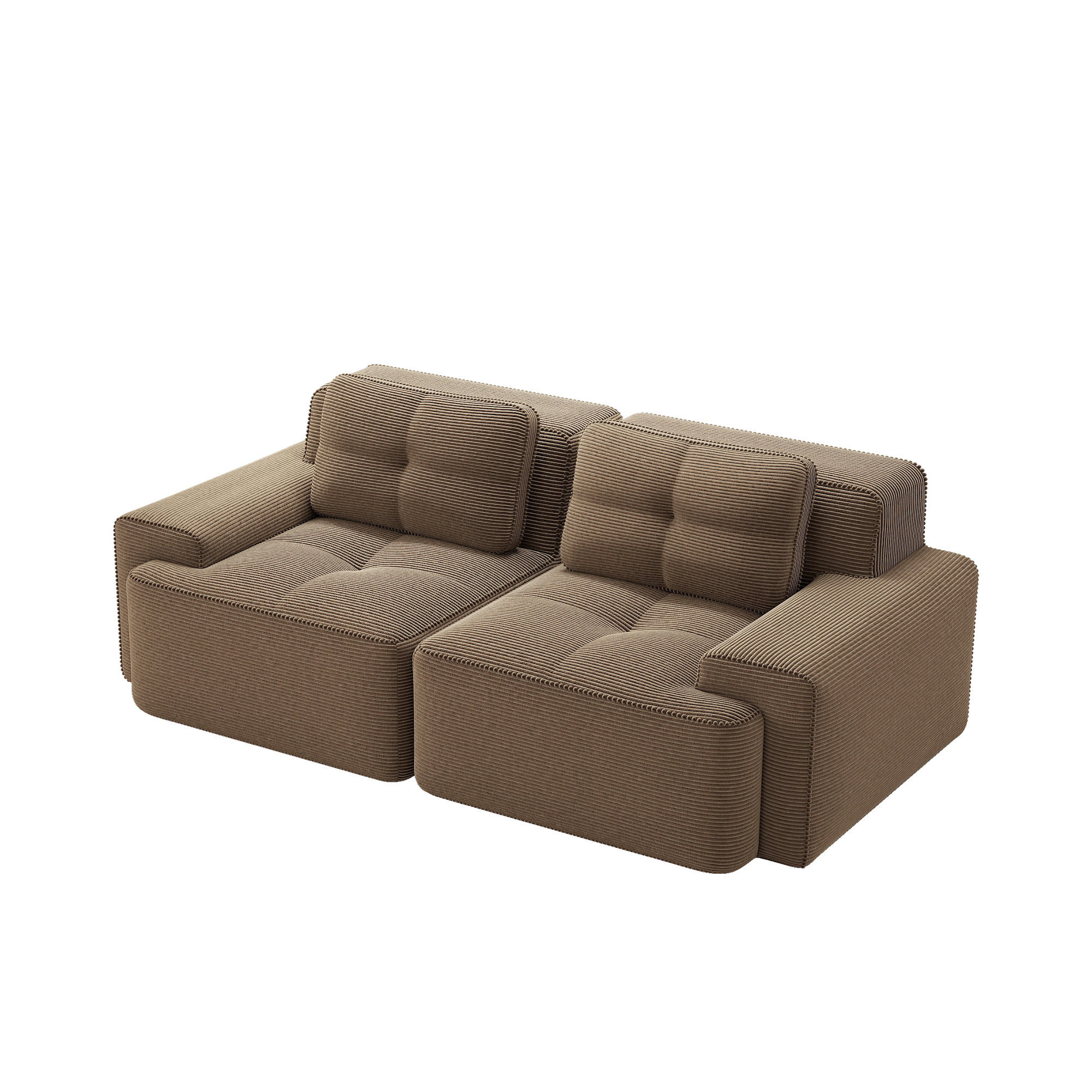 2-SITZER-SOFA DE-34113 modular mit Tiefsitz Braun - Braun, Textil (104/69/204cm) - ComfortXL