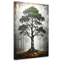 BILD auf Leinwand, Grüner Baum Landschaft Natur - Grün, Textil (20/30cm) - Feeby