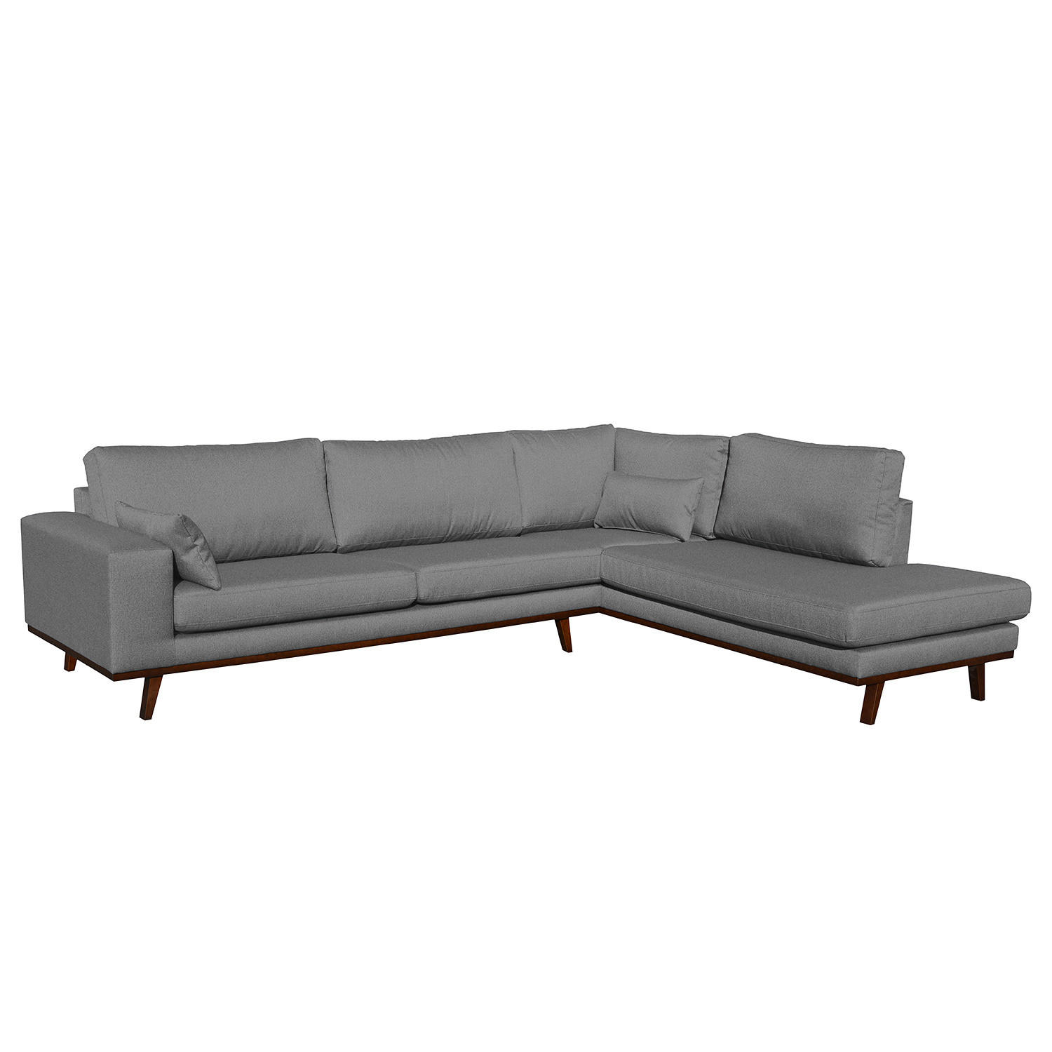 ECKSOFA mit Ottomane - Braun/Grau, Textil (287/219cm) - home24
