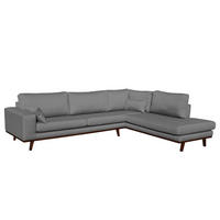 ECKSOFA mit Ottomane - Braun/Grau, Textil (287/219cm) - home24