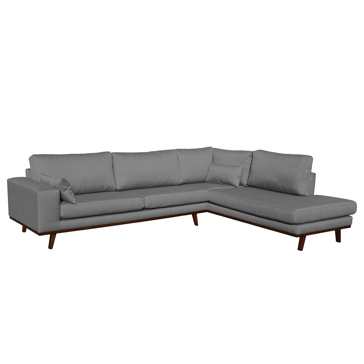 ECKSOFA mit Ottomane - Braun/Grau, Textil (287/219cm) - home24