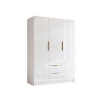 KLEIDERSCHRANK Calwi I Gloss - Weiß Hochglanz/Goldfarben, Holzwerkstoff/Kunststoff (150/216/60cm) - MIRJAN24