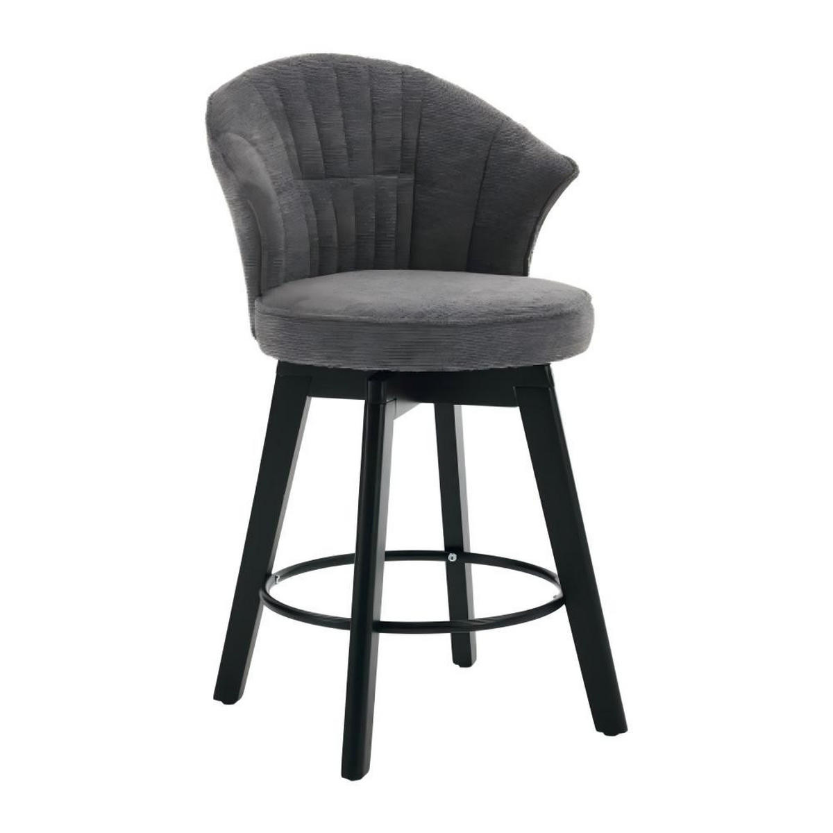 BARHOCKER mit Polsterung, grau 2er-Set - Dunkelgrau, Leder (57/45/52cm)