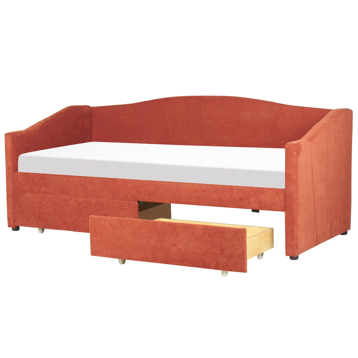 TAGESBETT mit Stauraum 90x200 cm Rot Vittel - Rot, Textil (90/200cm) - Beliani