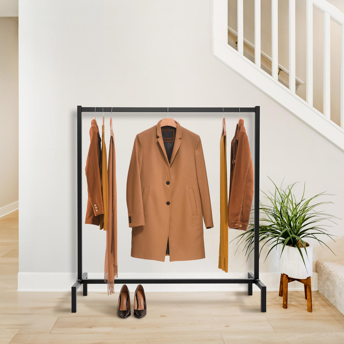 KLEIDERSTÄNDER 120x38x120-schwarz-Metall - Schwarz, Metall (120/120/38cm) - CLP
