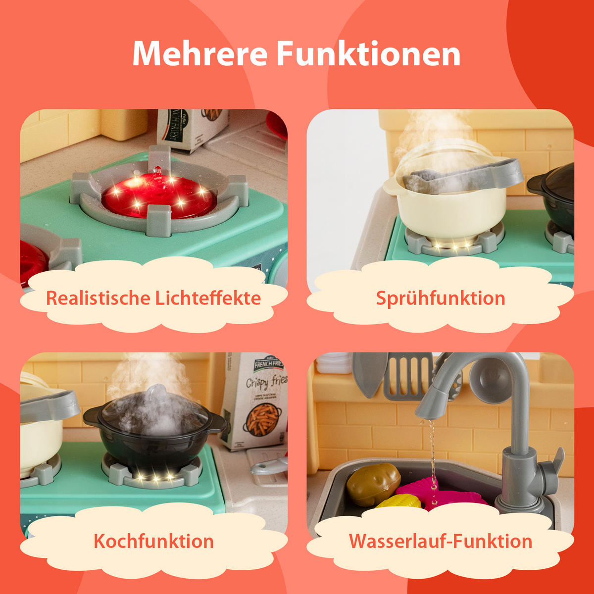 SPIELKÜCHENSET Orange - Orange, Kunststoff (23/83/66cm) - COSTWAY