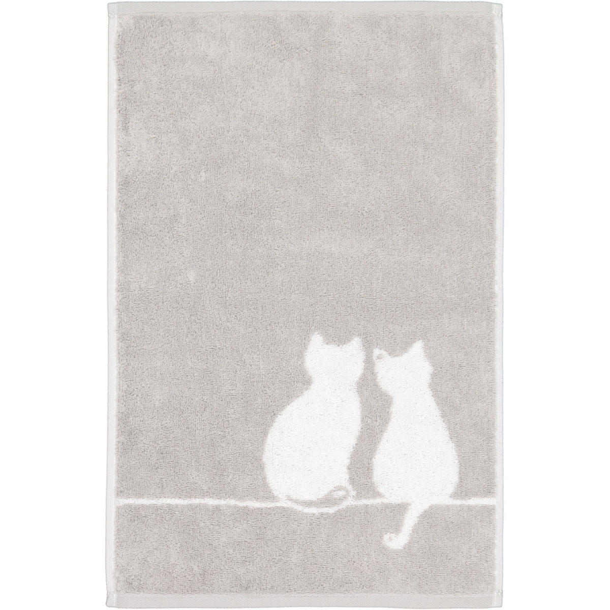 GÄSTETUCH CUTE CATS EDITION YOU & ME 6263 PLATIN/WEISS - 76 - Grau, Textil (30/50cm) - Cawoe