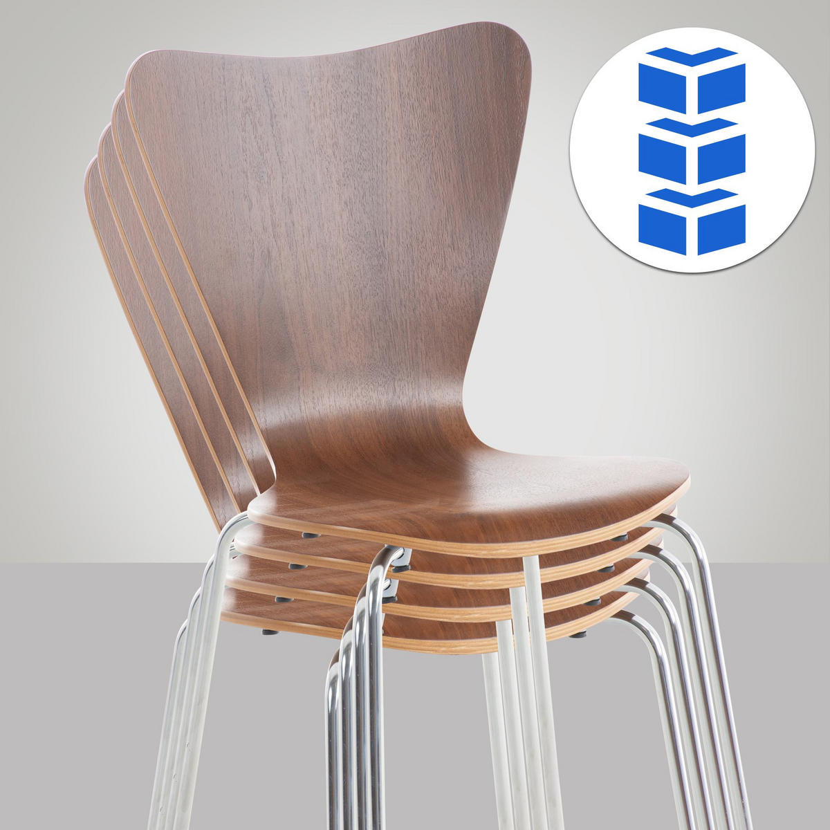 BESUCHERSTUHL Holz walnuss - Walnussfarben, Holz/Metall (45/85/49cm) - CLP