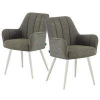 ESSZIMMERSTUHL THOMAS-MAJA 2er-Set 4-Fuss-Gestell - Weiß/Grün, Textil (58/86/47cm) - DUBI Möbel