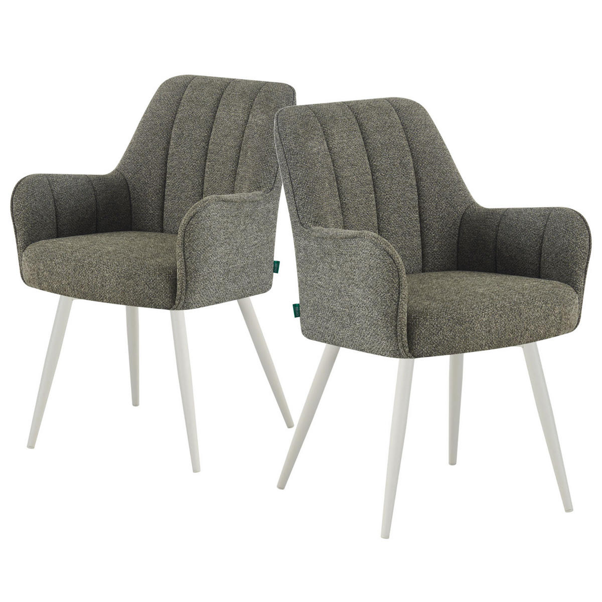 ESSZIMMERSTUHL THOMAS-MAJA 2er-Set 4-Fuss-Gestell - Weiß/Grün, Textil (58/86/47cm) - DUBI Möbel