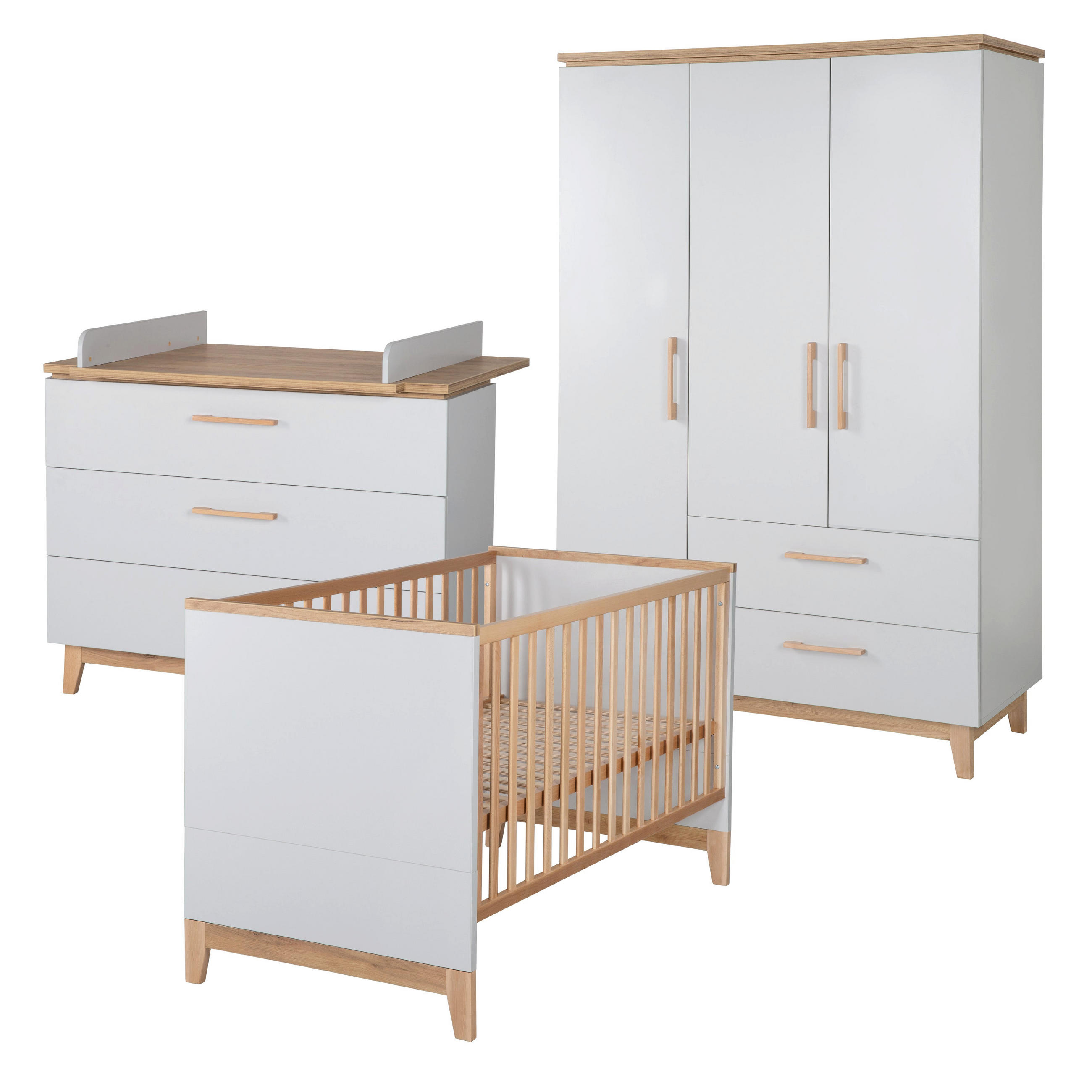 BABYZIMMER-SET Caro II, 3-teilig - Hellgrau, Holzwerkstoff (78/89/144cm) - Roba