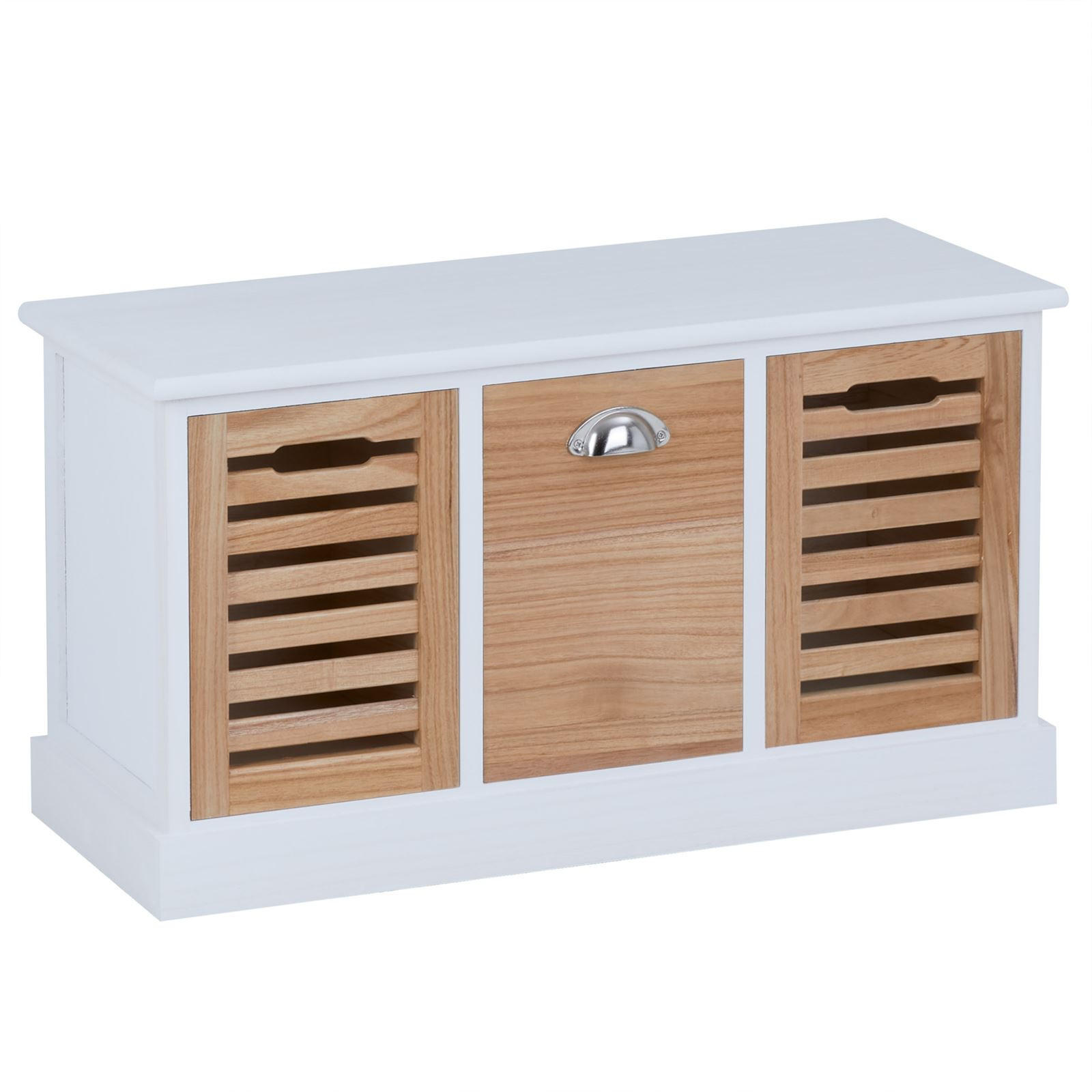 CARO-Möbel Sitzbank Weiß, Natur 73x41x32 cm