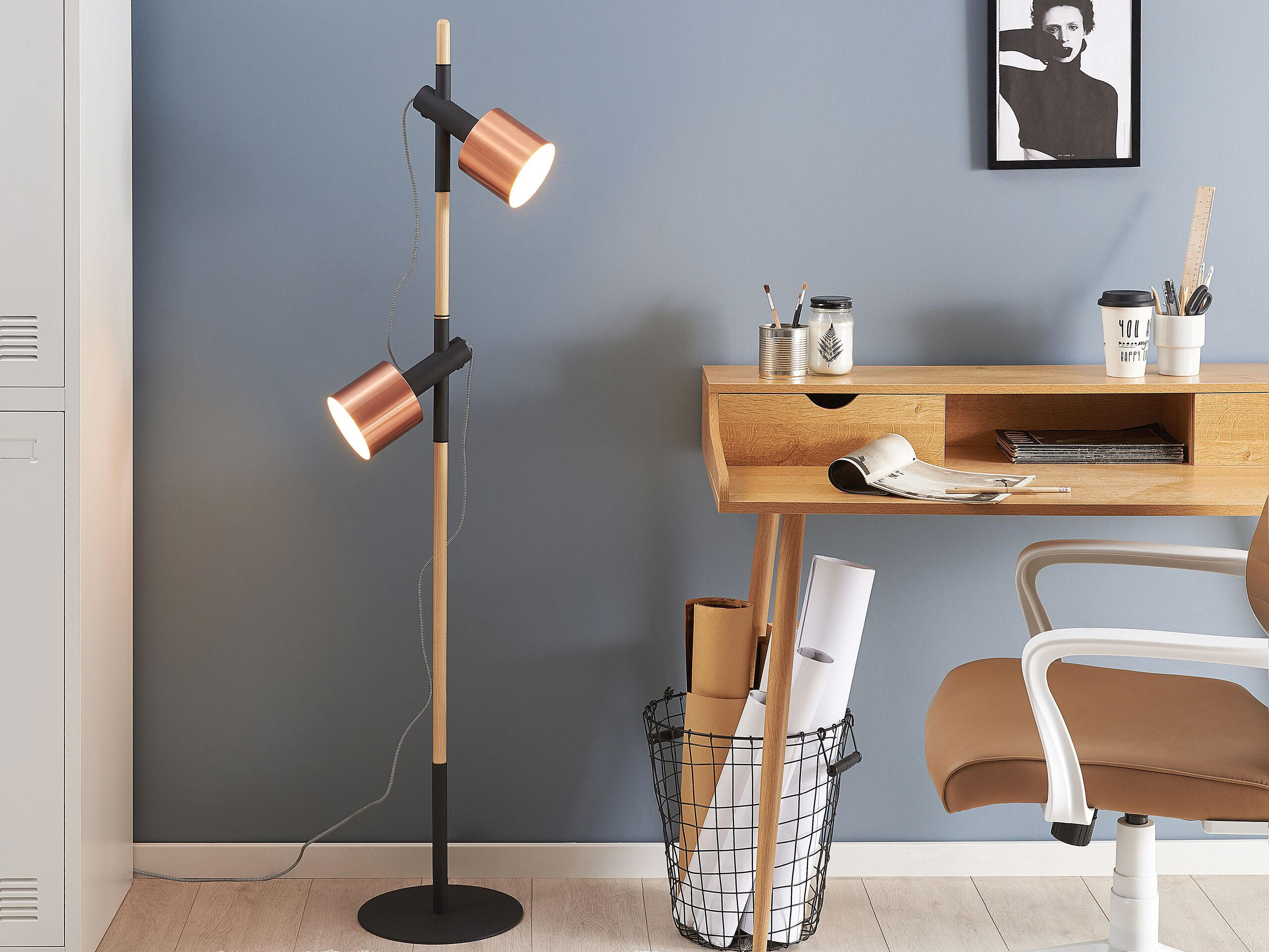 STEHLAMPE Owens 12/12/125 cm - Schwarz, Holz (12/28/125cm) - Beliani