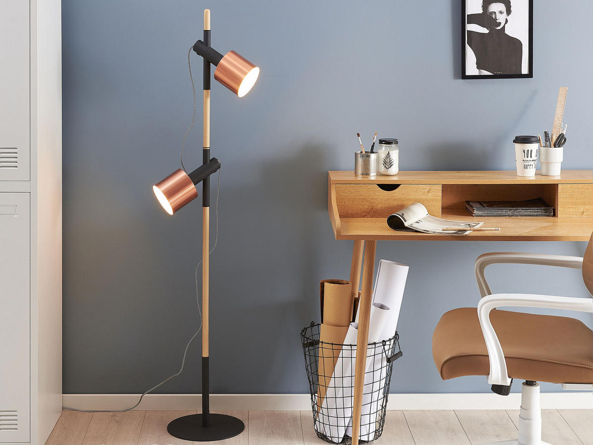 STEHLAMPE Owens 12/12/125 cm - Schwarz, Holz (12/28/125cm) - Beliani