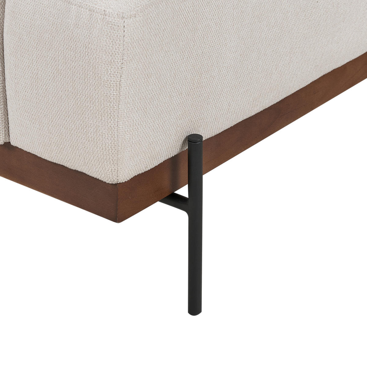 3-SITZER-ECKSOFA hellbeige linksseitig Mariferd - Beige/Dunkelbraun, Textil (316/146cm) - Beliani