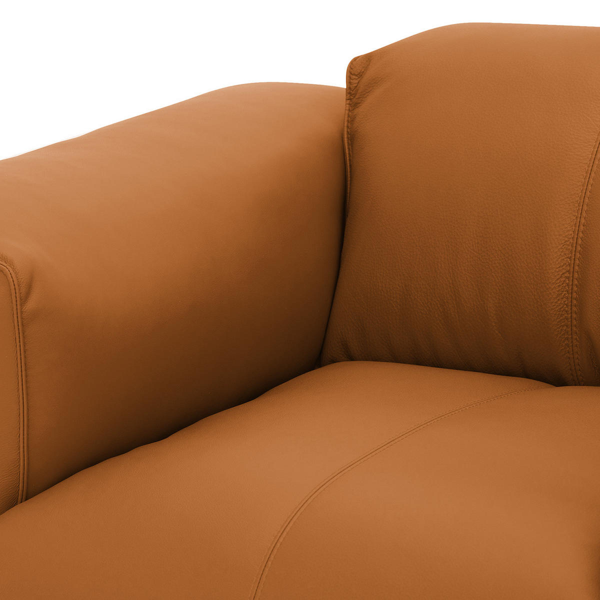 ECKSOFA mit Chaiselongue - Cognac/Schwarz, Leder/Kunststoff (290/173cm) - home24