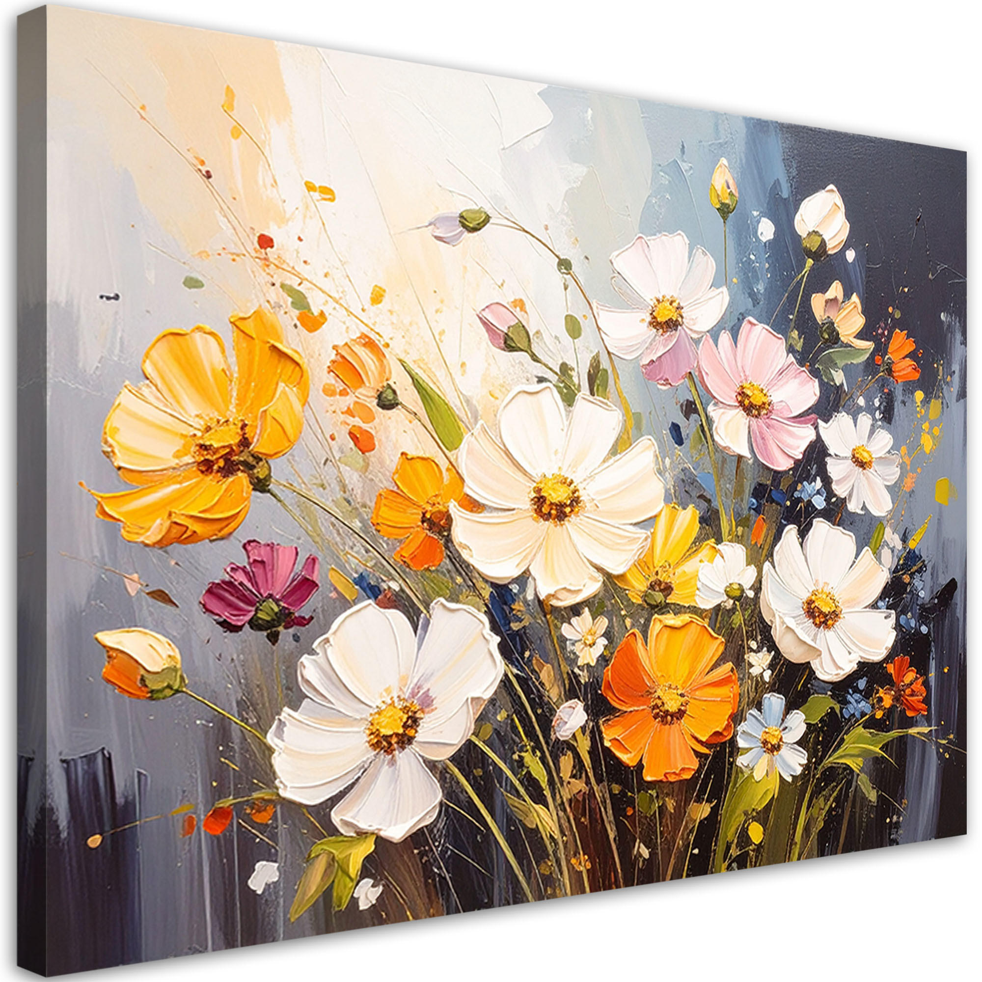 LEINWANDBILD Bunte Feldblumen Natur 120x80cm - Multicolor, Textil (120/80cm) - Feeby