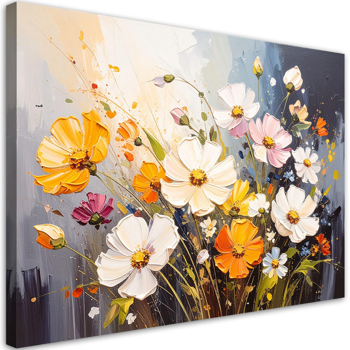 LEINWANDBILD Bunte Feldblumen Natur 120x80cm - Multicolor, Textil (120/80cm) - Feeby