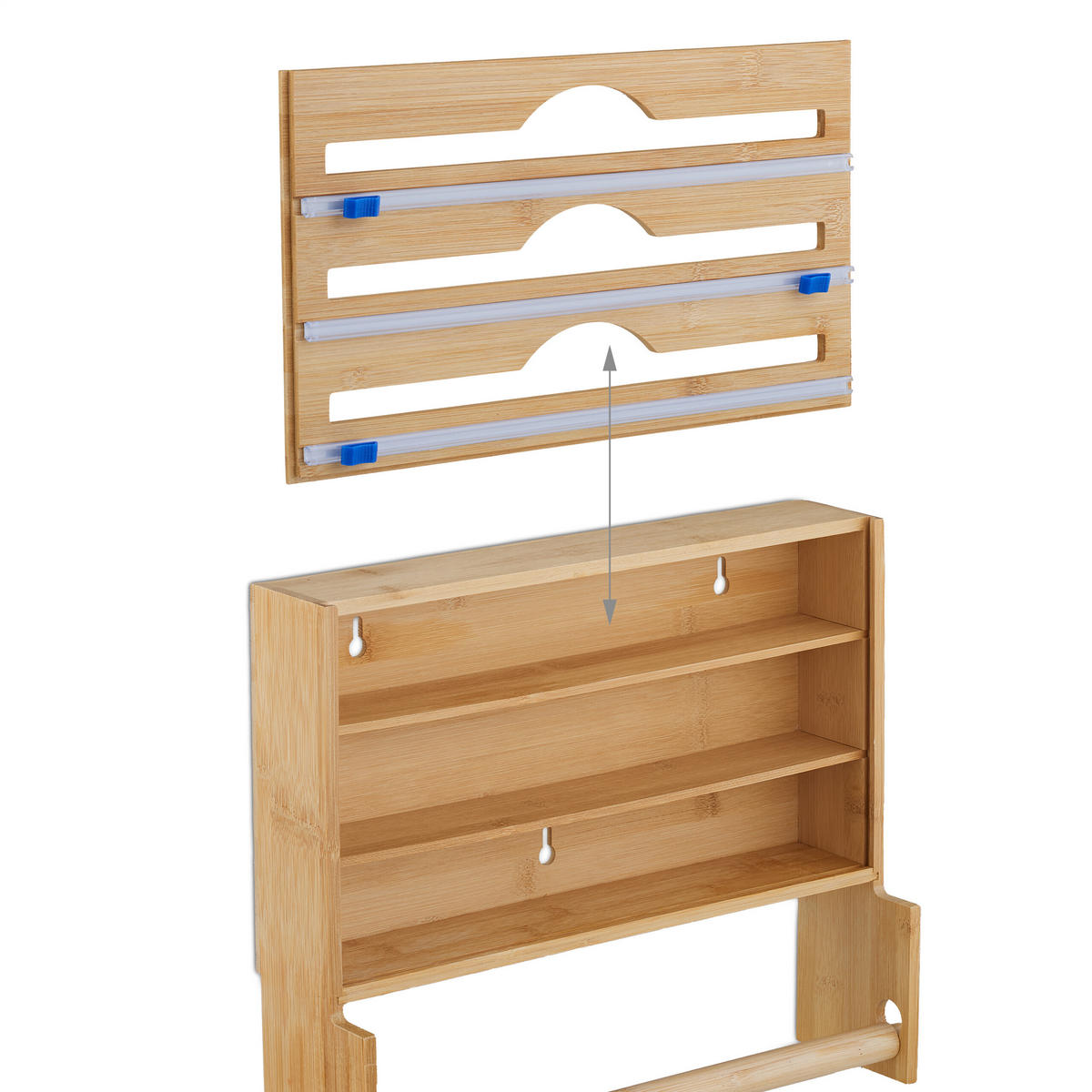 FOLIENSPENDER - Hellbraun, Holz/Holzwerkstoff (36/31/10cm) - Relaxdays