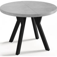 ESSTISCH Twixy runder ausziehbarer, Grauer Beton 100-200/100/76 cm - Hellgrau/Schwarz, Holz/Holzwerkstoff (100/100/76cm) - WFL GROUP