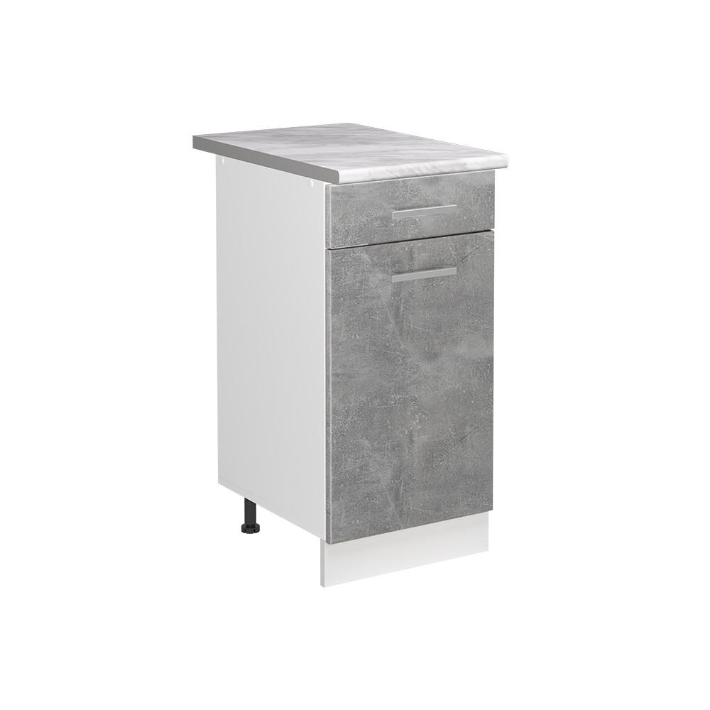 SPÜLENUNTERSCHRANK R-Line, Beton/Weiß, 40 cm Arbeitsplatte Marmor - Weiß/Grau, Holzwerkstoff (40/81.6/60cm) - Vicco