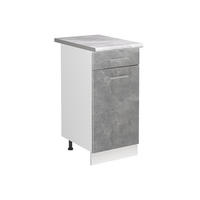 SPÜLENUNTERSCHRANK R-Line, Beton/Weiß, 40 cm Arbeitsplatte Marmor - Weiß/Grau, Holzwerkstoff (40/81.6/60cm) - Vicco