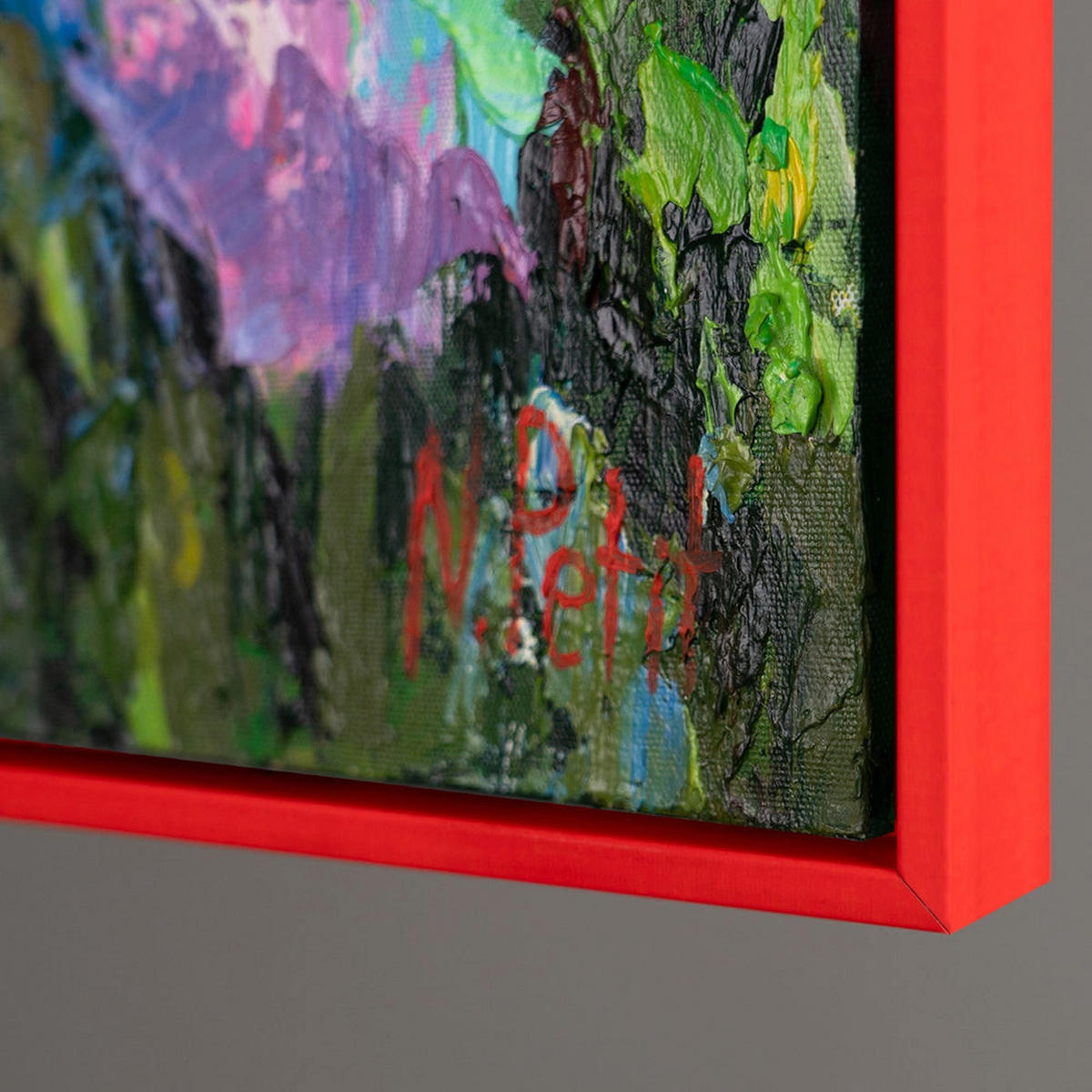 GEMÄLDE Blumige Farben Schattenfugenrahmen Rot 160x80 cm - Rot, Holz (160/80cm) - YS-art gallery