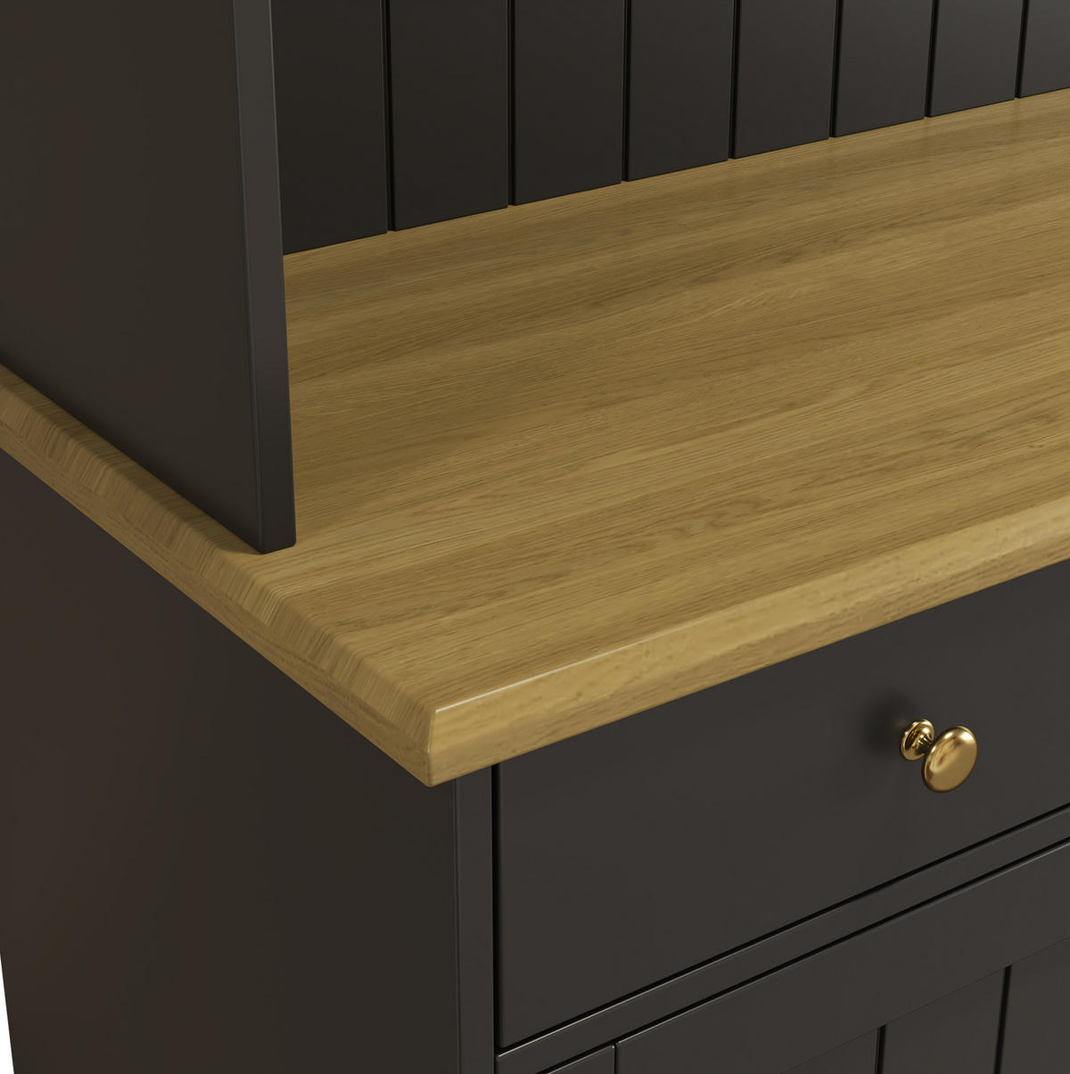 BUFFETSCHRANK mit Glastüren 120 x 40 x 191 cm MDF Schwarz mit Steckdosen - Schwarz, Holzwerkstoff (40/191/120cm) - Meubliv