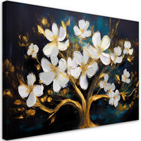 WANDBILD baum des lebens glamour abstrakte blumen - Goldfarben, Textil (60/40cm) - Feeby