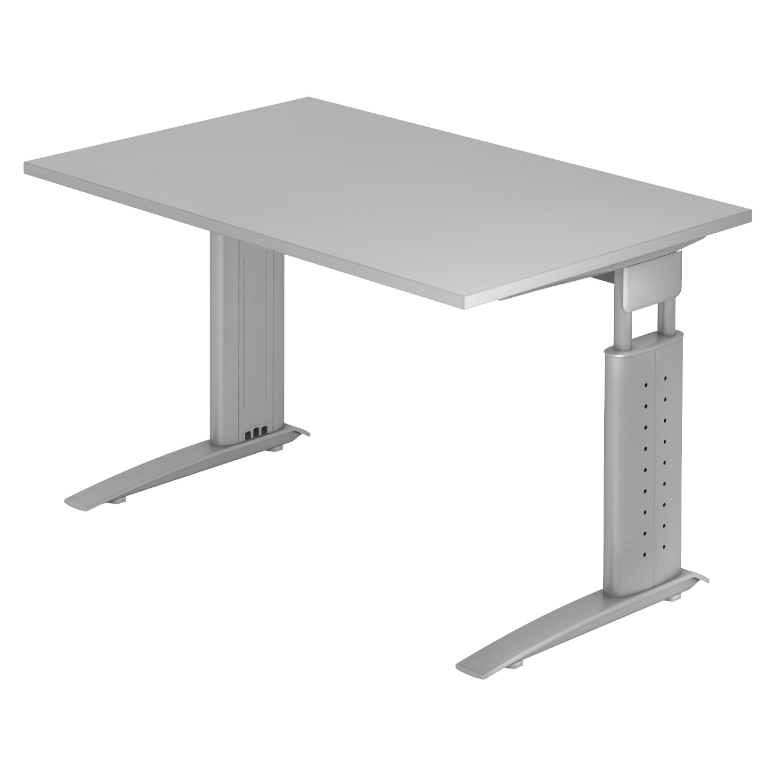 SCHREIBTISCH Serie-U 80/120/74 cm in Grau/Silberfarbengrau - Silberfarben/Grau, Holzwerkstoff (80/120/74cm) - bümö