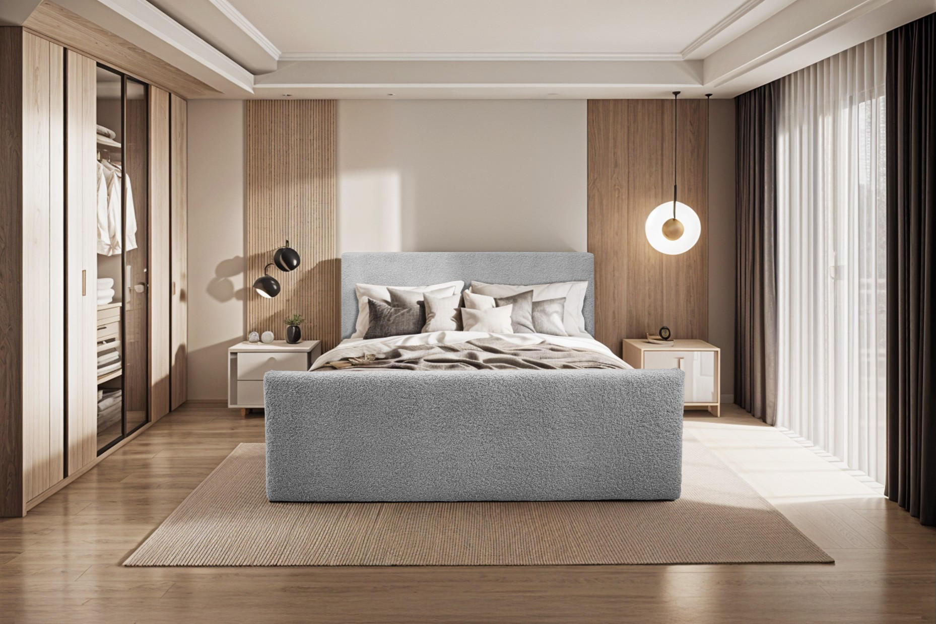 BOXBETT mit Bettkasten und Topper LAMM Stoff Sven Grau 120x200 cm H2-Pocket - Grau, Holzwerkstoff (120/200cm) - Kaiser Möbel