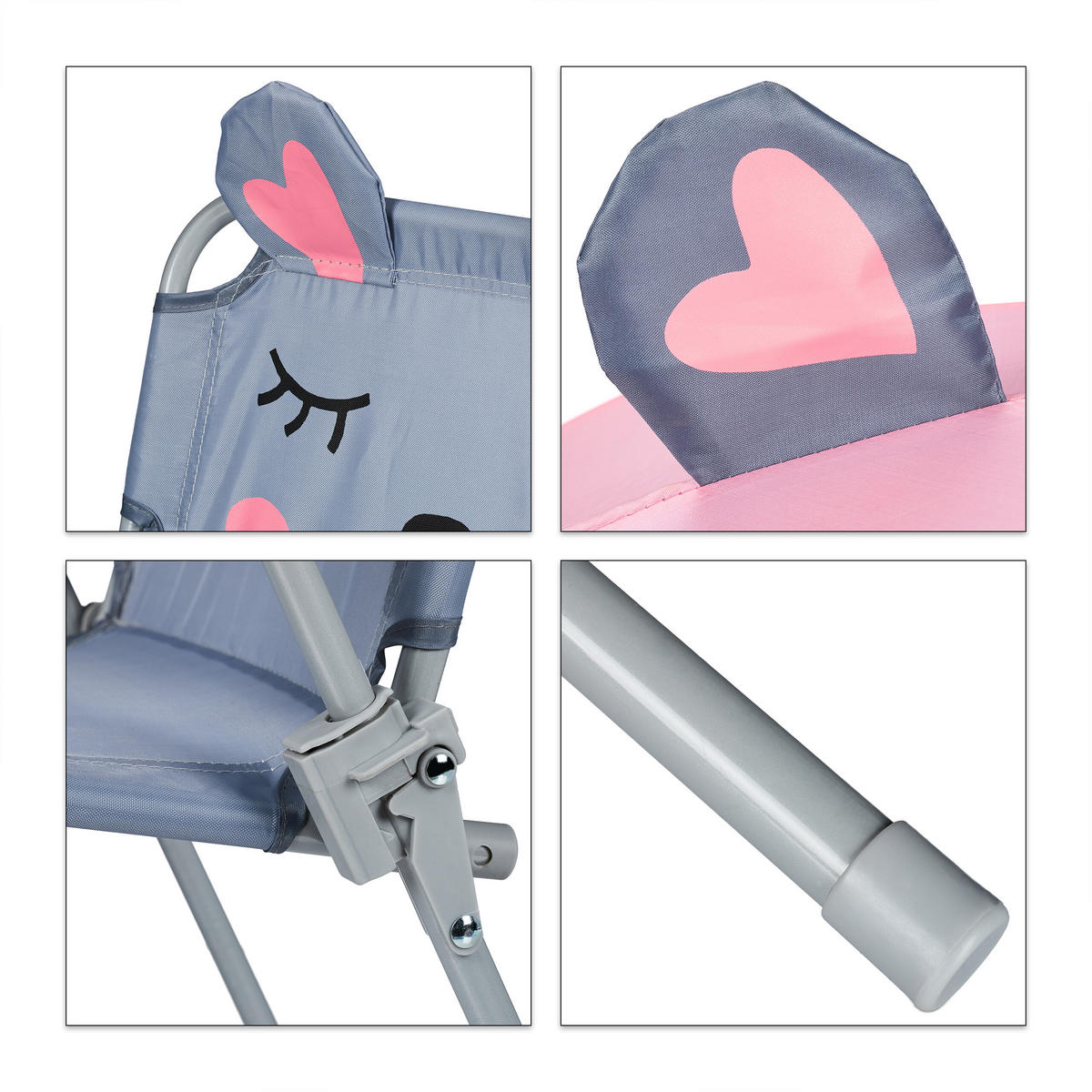 CAMPING-KINDERSITZGRUPPE - Grau, Kunststoff/Textil - Relaxdays