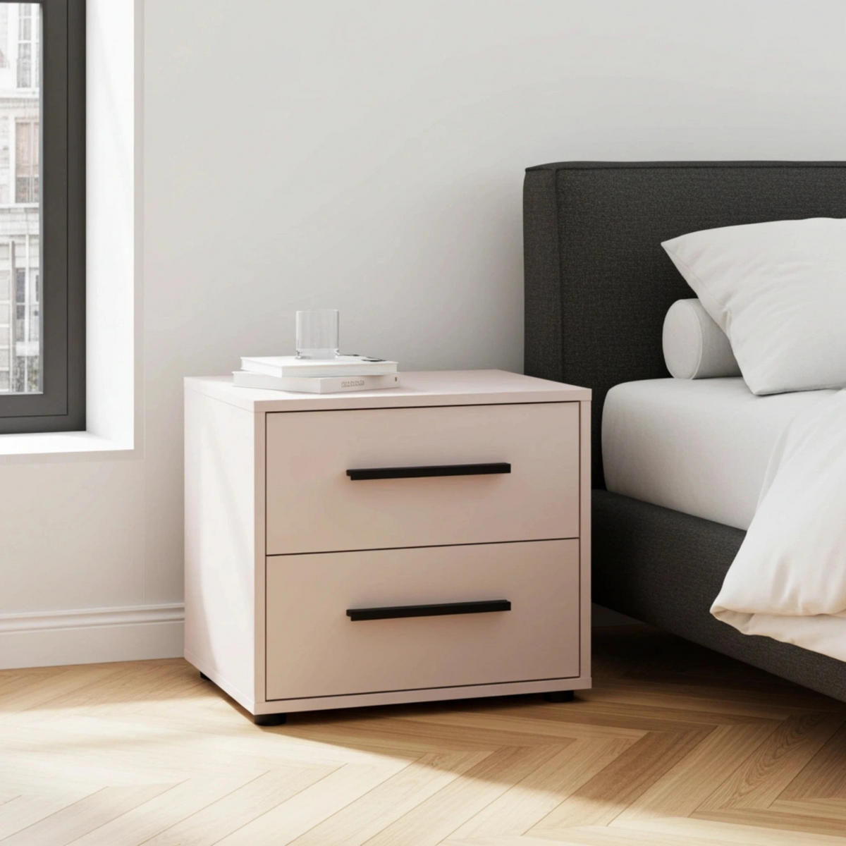 NACHTTISCH Kaschmir - Modena - Beige, Holzwerkstoff (51/47/40cm) - Ravio