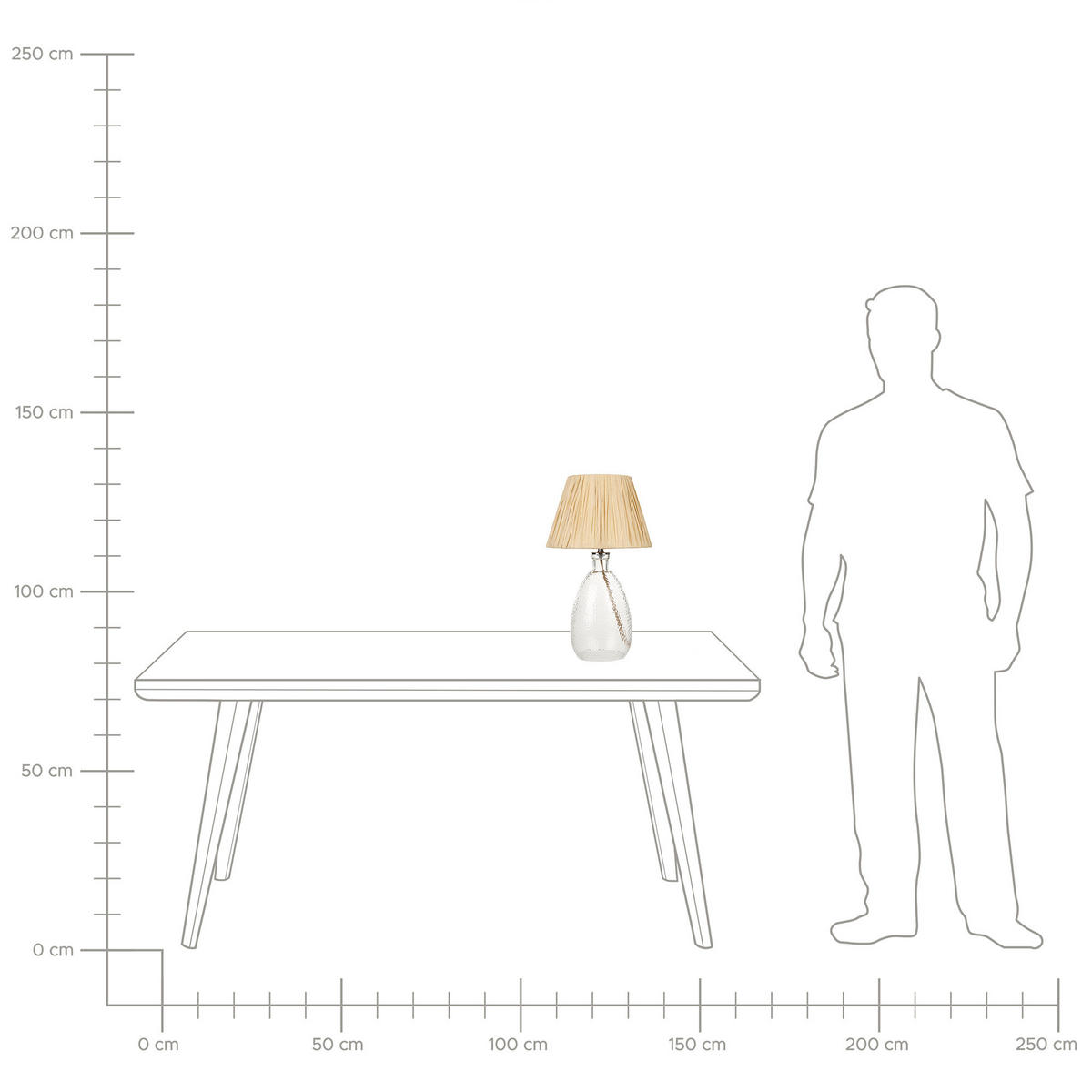 TISCHLAMPE Blanco 30/30/54 cm - Naturfarben, Glas (30/30/54cm) - Beliani