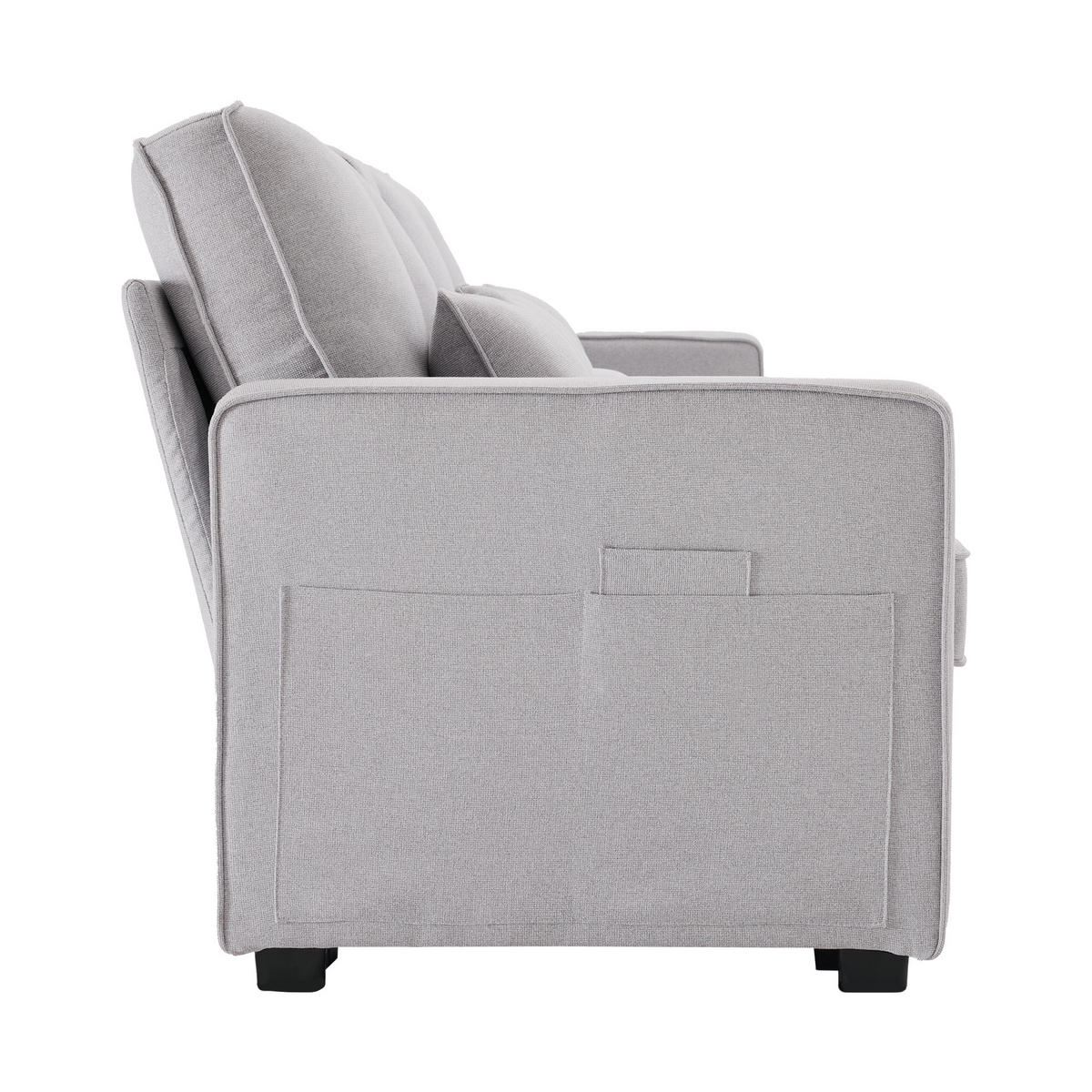 ECKSOFA 290/83/88 cm Grau mit Konsole, 2 Getränkehaltern und Armlehnentaschen - Grau, Textil (290/83cm) - Oxeza