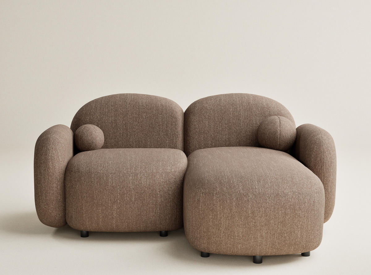 ECKSOFA Bahama Braun Webstoff - Schwarz/Braun, Holz/Holzwerkstoff (190/146cm) - Maison de Reve