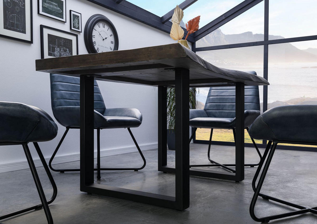 BAUMTISCH Mango 160x90x77 grau lackiert / U-Beine anthrazit matt FREEFORM 5 - Anthrazit/Grau, Holz (160/90/77cm) - Massivmoebel24