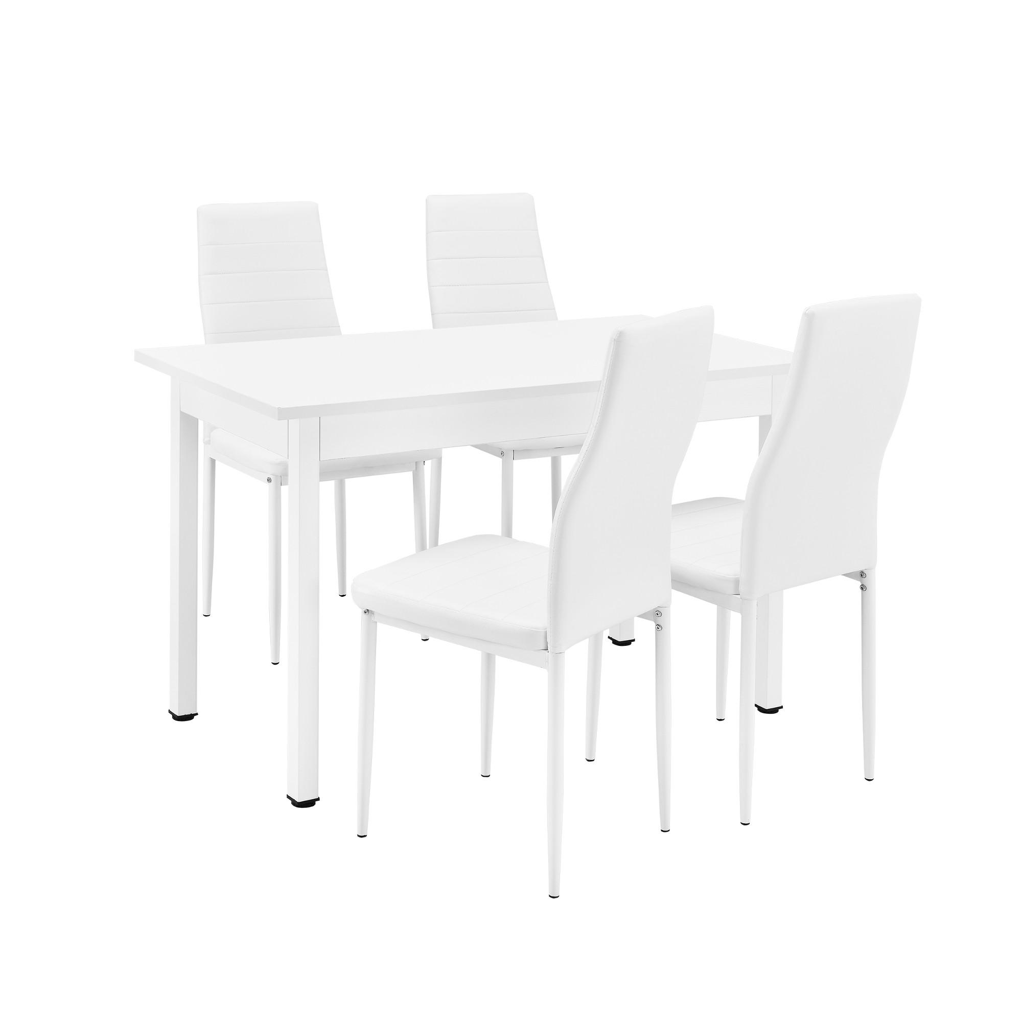TISCHGRUPPE Jørpeland - Weiß, Holzwerkstoff/Textil (120/75/60cm) - [en.casa]