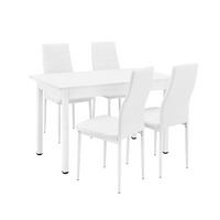 TISCHGRUPPE Jørpeland - Weiß, Holzwerkstoff/Textil (120/75/60cm) - [en.casa]